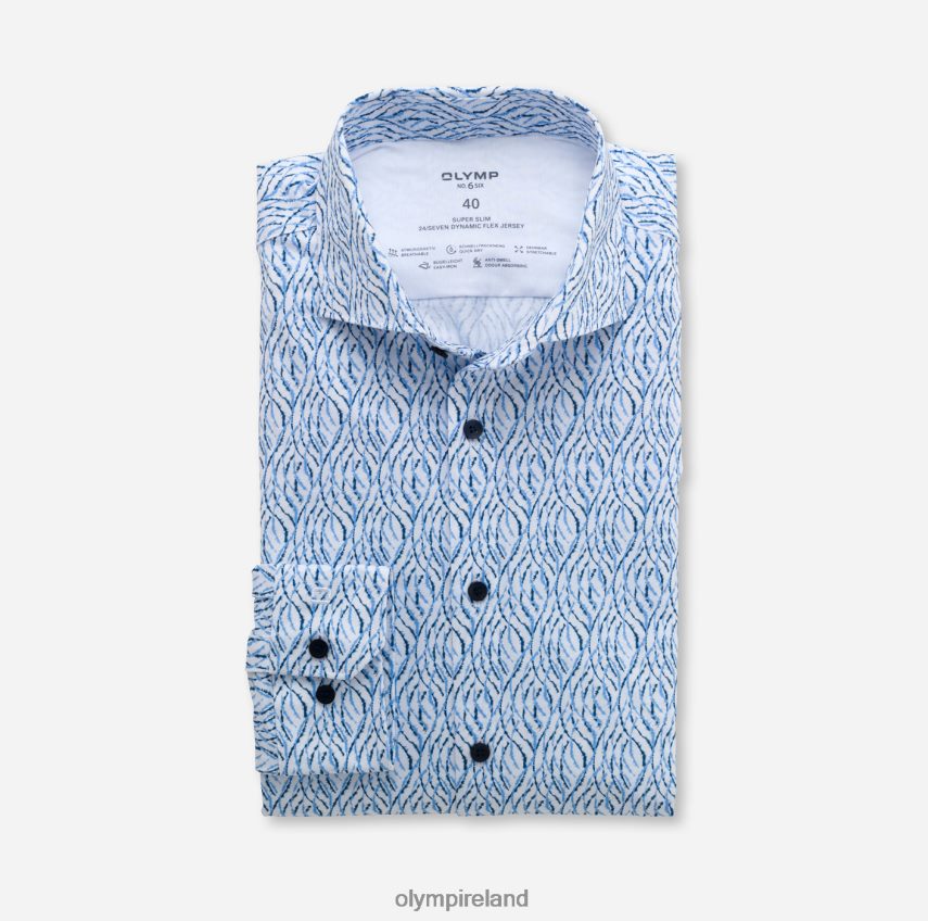 Clothing OLYMP No. Six 24/Seven Super Slim, Business Shirt, Kent, Smoke Blue 24L846237