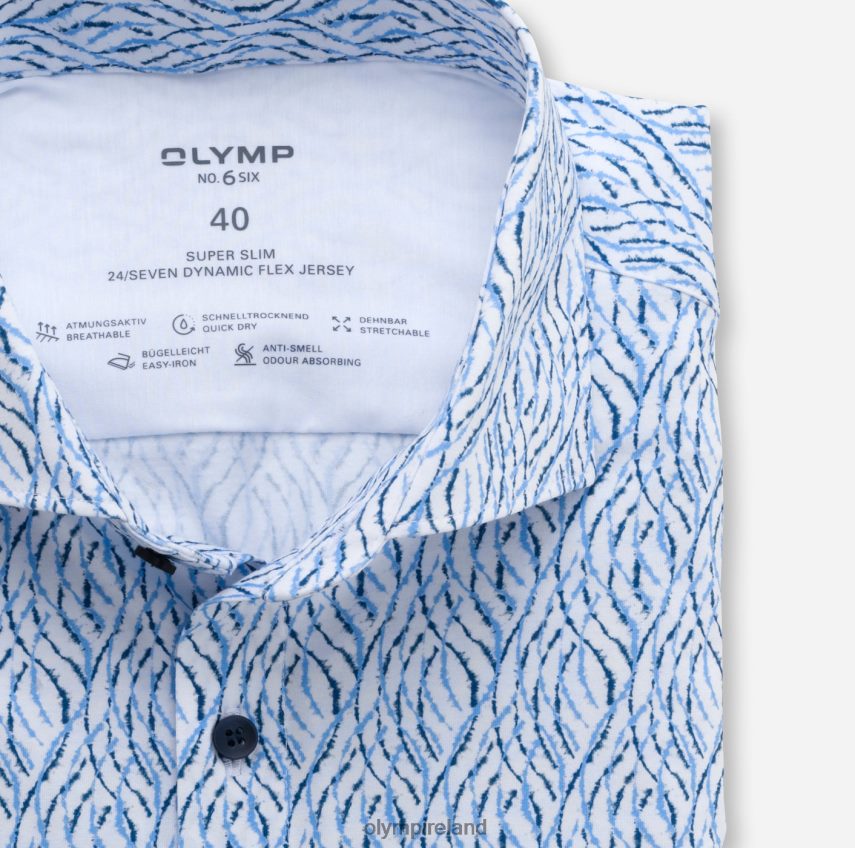 Clothing OLYMP No. Six 24/Seven Super Slim, Business Shirt, Kent, Smoke Blue 24L846237