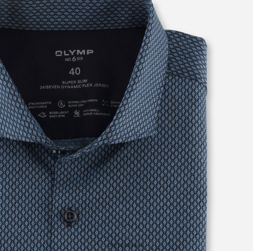 Clothing OLYMP No. Six 24/Seven Super Slim, Business Shirt, Long Sleeve Extra Long, Cutaway, Bleu 24L846321