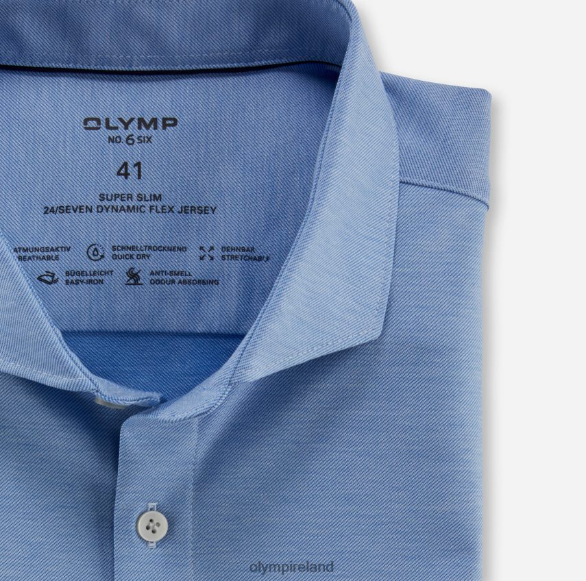 Clothing OLYMP No. Six 24/Seven Super Slim, Business Shirt, Long Sleeve Extra Long, Cutaway, Blue 24L846318