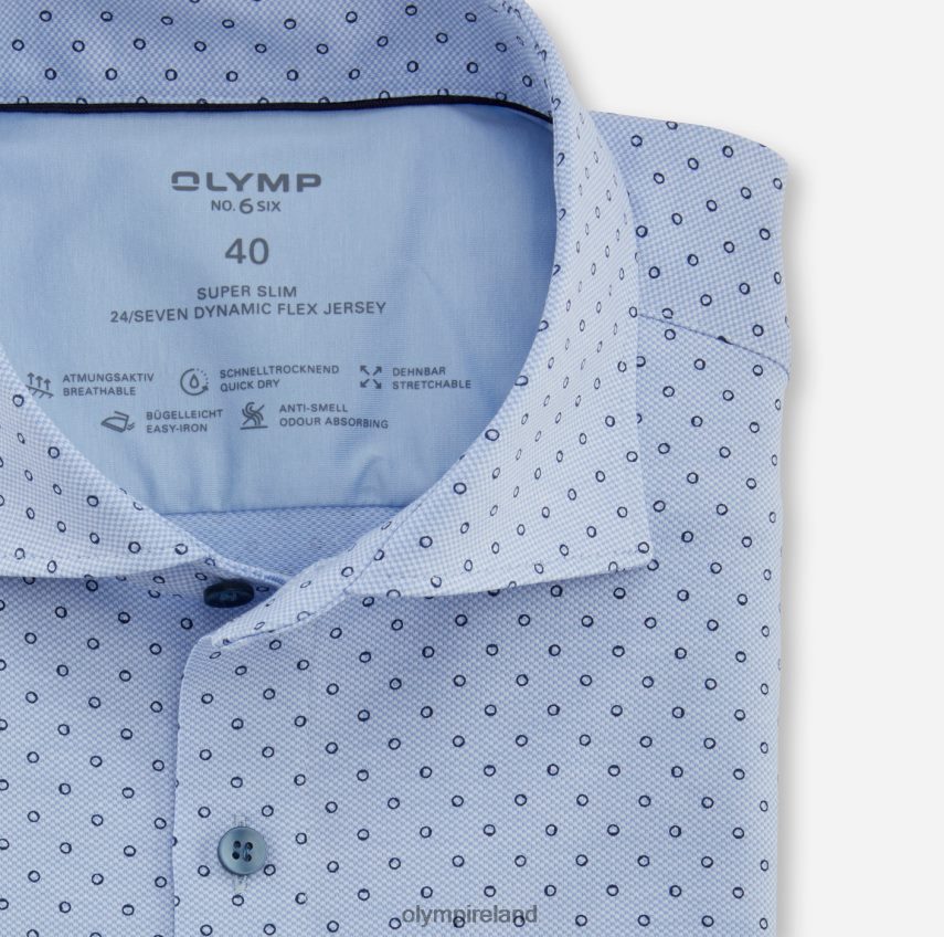 Clothing OLYMP No. Six 24/Seven Super Slim, Business Shirt, Long Sleeve Extra Long, Kent, Bleu 24L846320