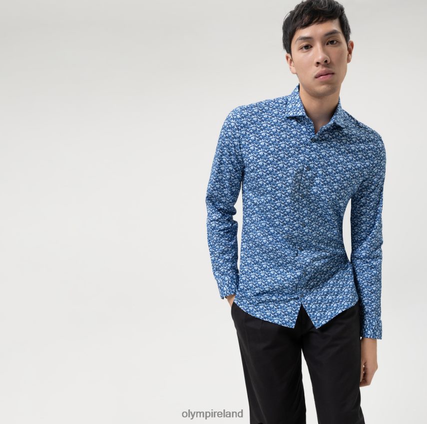 Clothing OLYMP No. Six 24/Seven Super Slim, Business Shirt, Long Sleeve Extra Long, Kent, Marine 24L846322