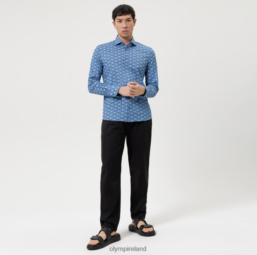 Clothing OLYMP No. Six 24/Seven Super Slim, Business Shirt, Long Sleeve Extra Long, Kent, Marine 24L846322