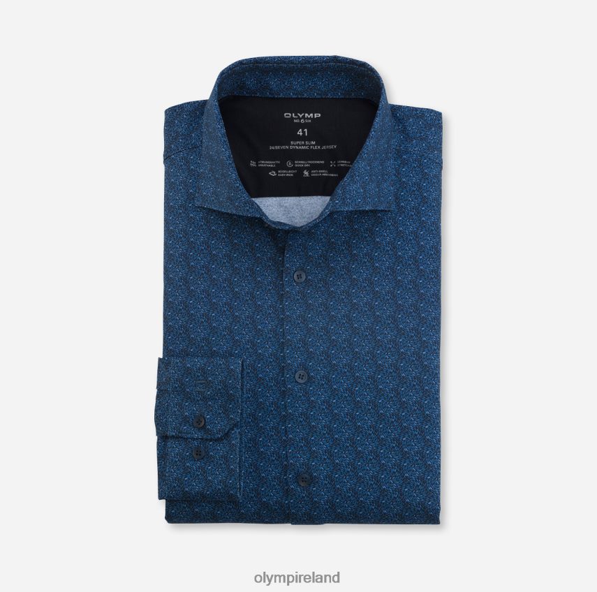 Clothing OLYMP No. Six 24/Seven Super Slim, Business Shirt, Long Sleeve Extra Long, Kent, Smoke Blue 24L846333