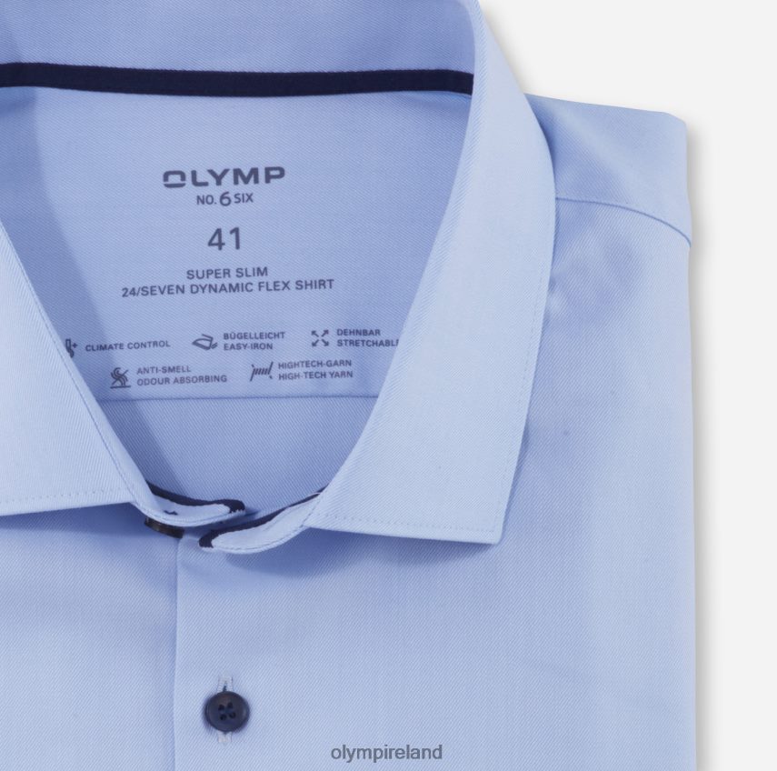 Clothing OLYMP No. Six 24/Seven Super Slim, Business Shirt, Long Sleeve Extra Long, Modern Kent, Bleu 24L846328