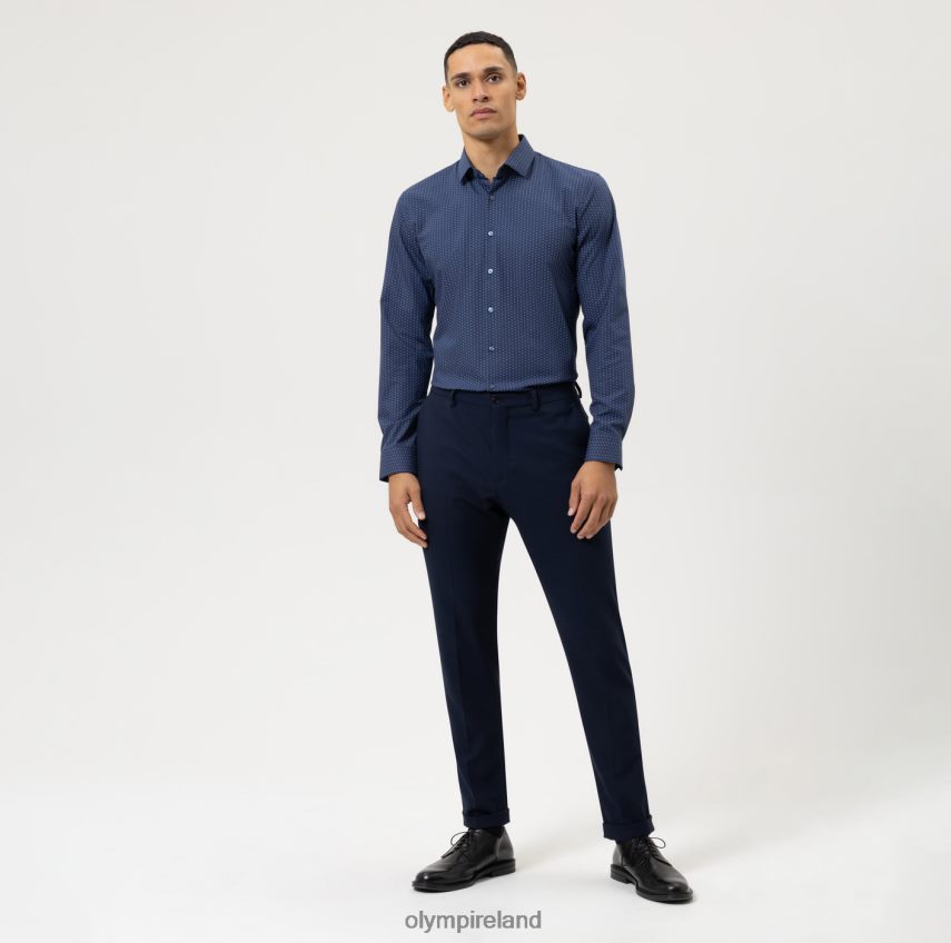 Clothing OLYMP No. Six 24/Seven Super Slim, Business Shirt, Long Sleeve Extra Long, Modern Kent, Marine 24L846315