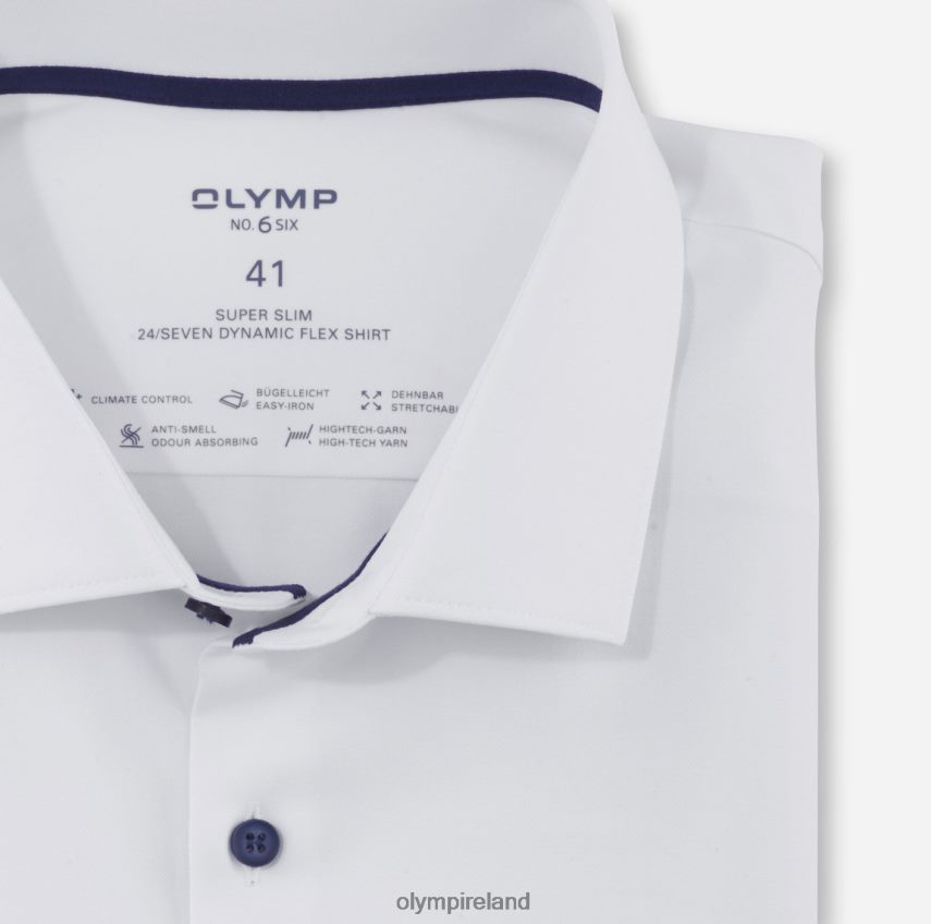 Clothing OLYMP No. Six 24/Seven Super Slim, Business Shirt, Long Sleeve Extra Long, Modern Kent, White 24L846330
