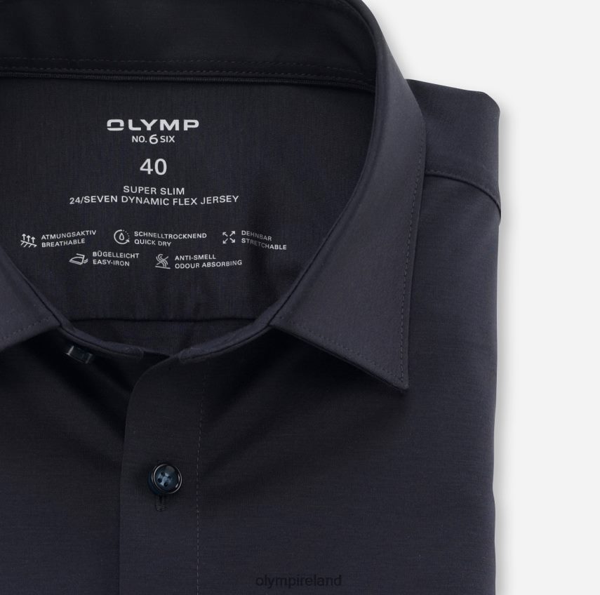 Clothing OLYMP No. Six 24/Seven Super Slim, Business Shirt, Long Sleeve Extra Long, Urban Kent, Marine 24L846289