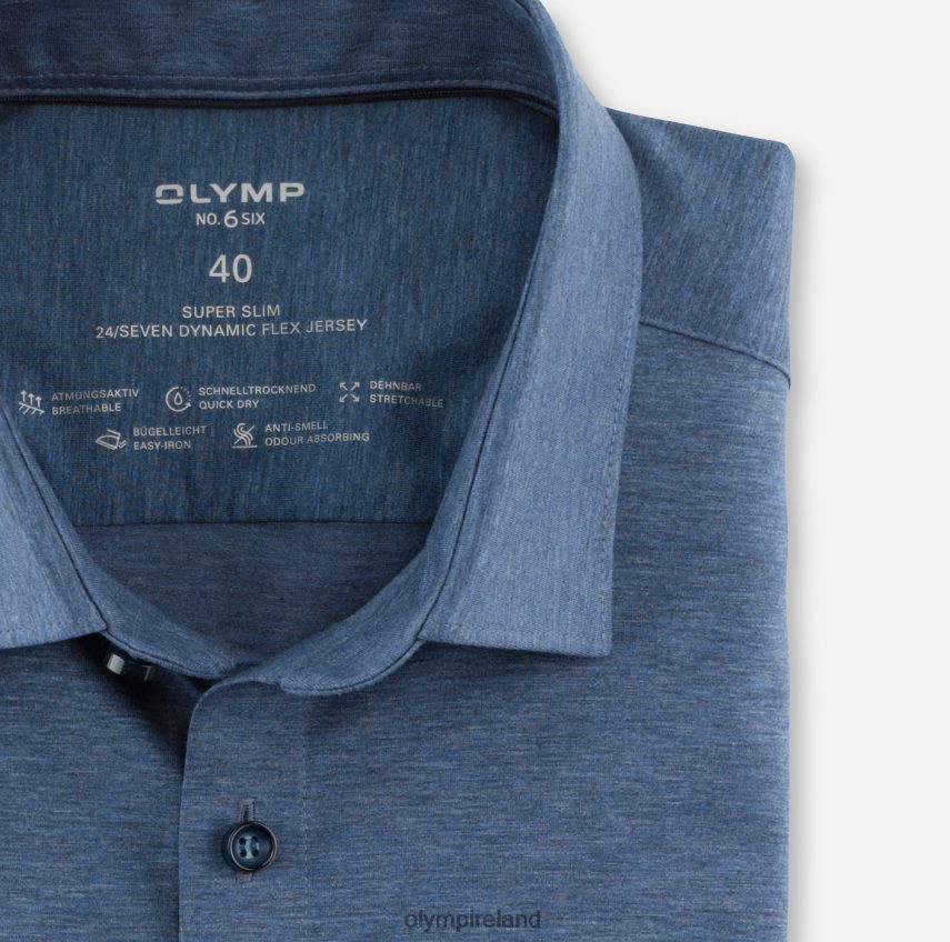 Clothing OLYMP No. Six 24/Seven Super Slim, Business Shirt, Long Sleeve Extra Long, Urban Kent, Smoke Blue 24L846317
