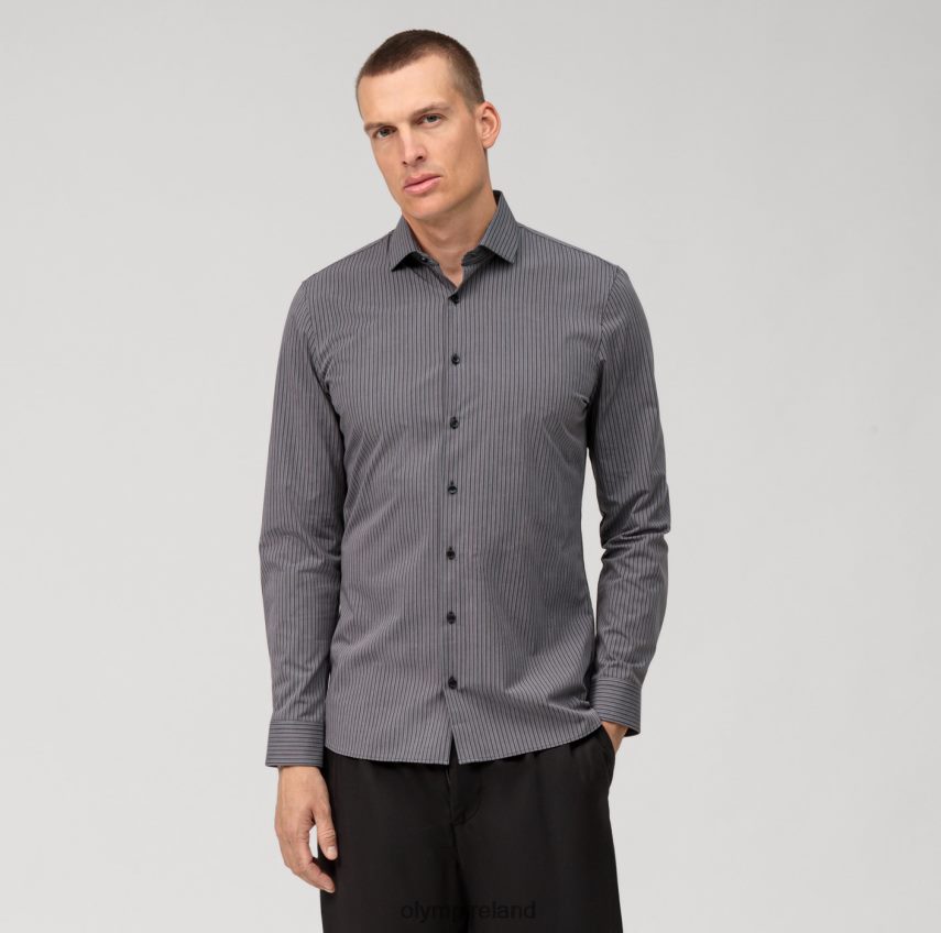 Clothing OLYMP No. Six 24/Seven Super Slim, Business Shirt, Modern Kent, Anthracite 24L846103