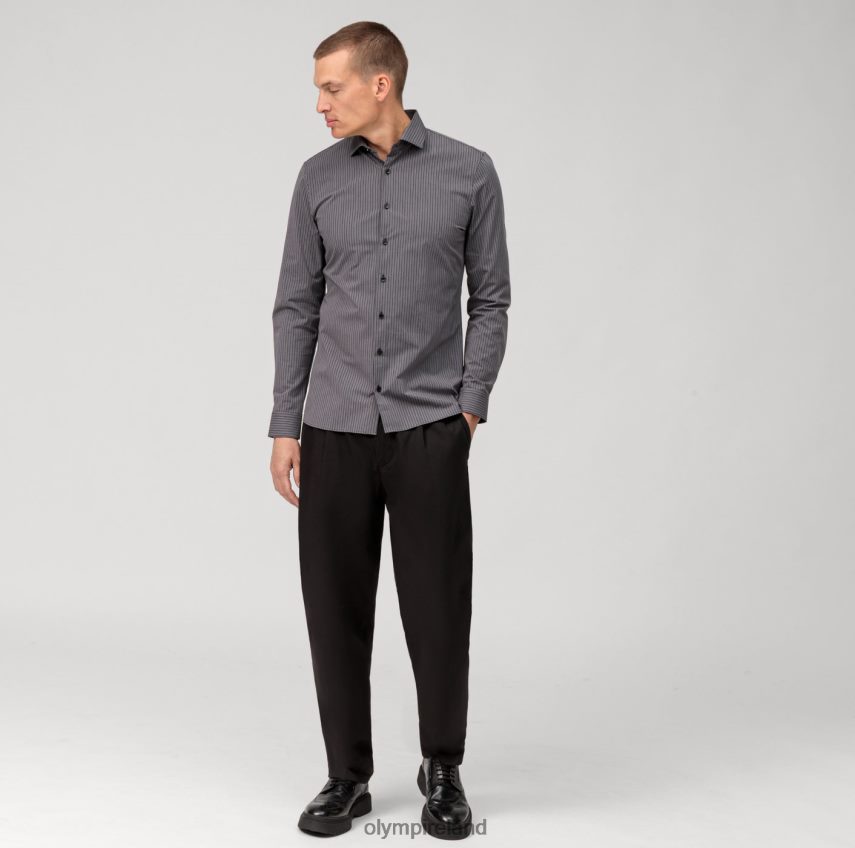 Clothing OLYMP No. Six 24/Seven Super Slim, Business Shirt, Modern Kent, Anthracite 24L846103