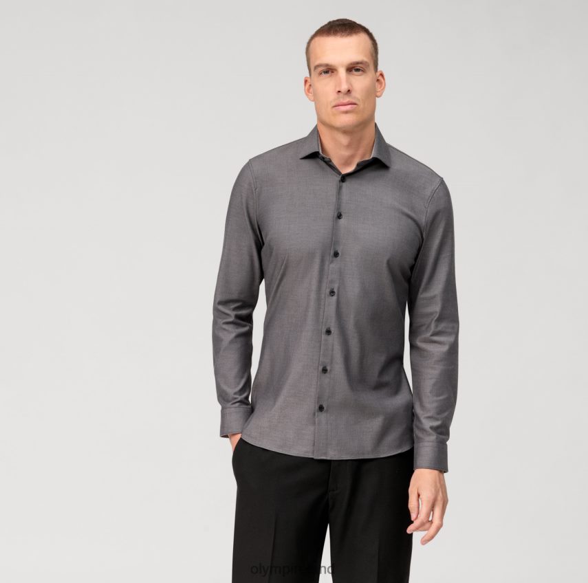 Clothing OLYMP No. Six 24/Seven Super Slim, Business Shirt, Modern Kent, Anthracite 24L84650