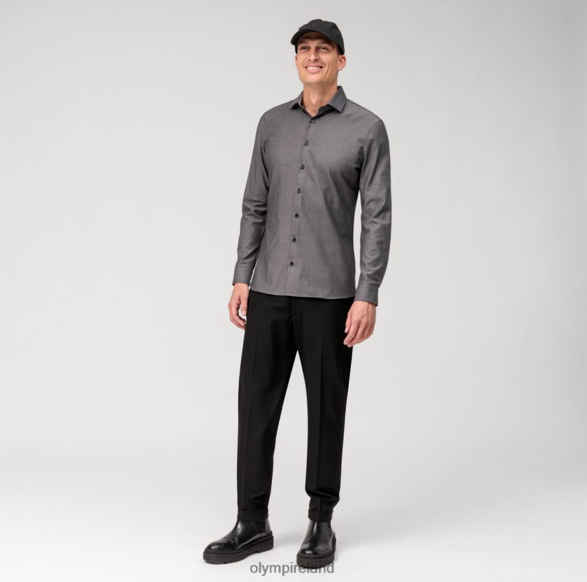 Clothing OLYMP No. Six 24/Seven Super Slim, Business Shirt, Modern Kent, Anthracite 24L84650