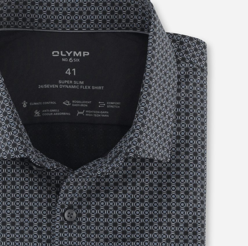 Clothing OLYMP No. Six 24/Seven Super Slim, Business Shirt, Modern Kent, Black 24L84613