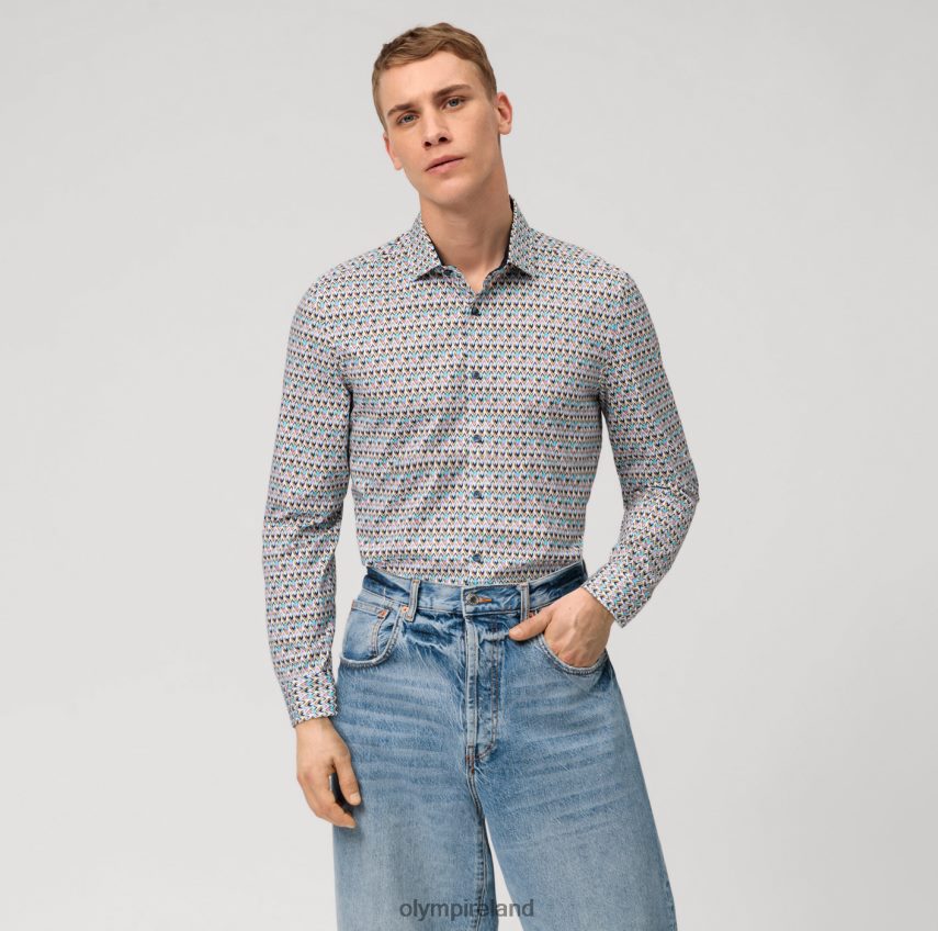 Clothing OLYMP No. Six 24/Seven Super Slim, Business Shirt, Modern Kent, Emerald 24L84620