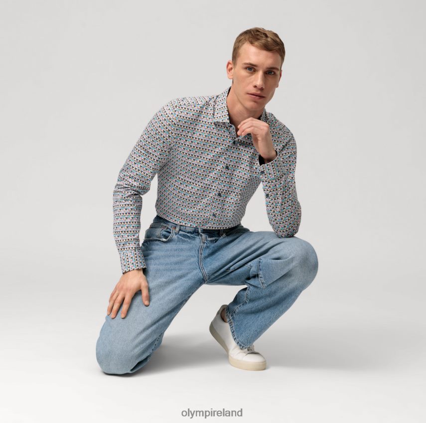 Clothing OLYMP No. Six 24/Seven Super Slim, Business Shirt, Modern Kent, Emerald 24L84620