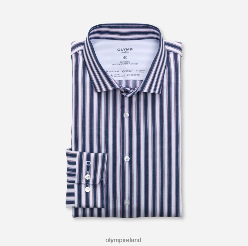 Clothing OLYMP No. Six 24/Seven Super Slim, Business Shirt, Modern Kent, Garnet 24L846212