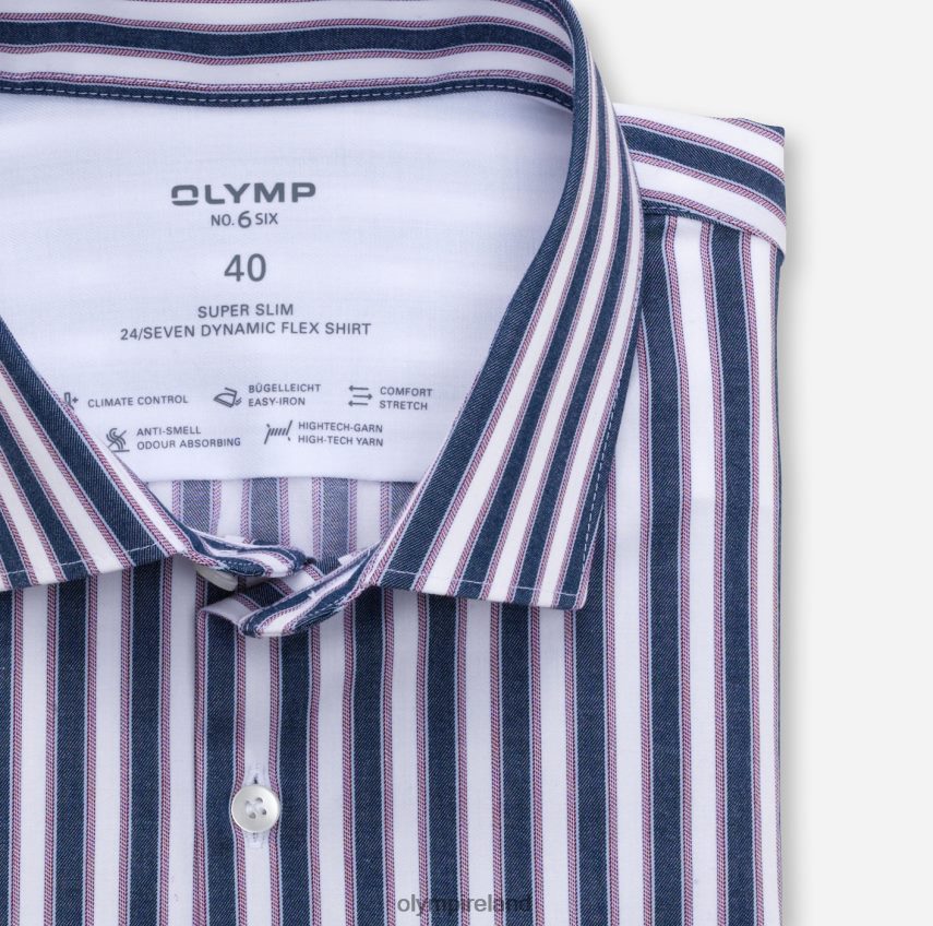 Clothing OLYMP No. Six 24/Seven Super Slim, Business Shirt, Modern Kent, Garnet 24L846212