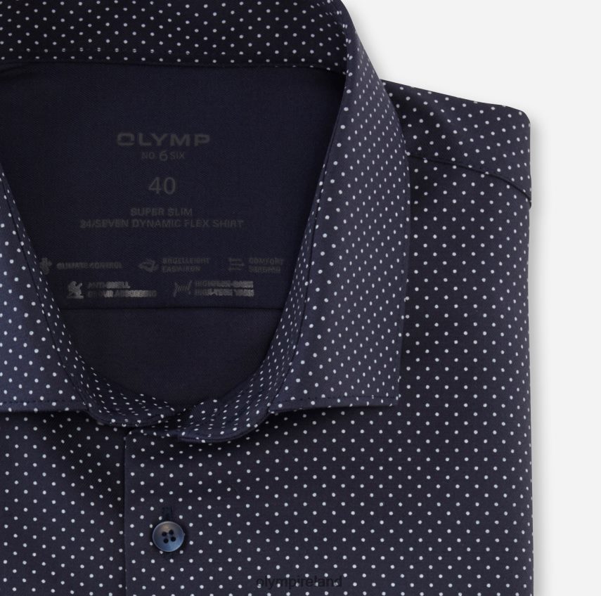 Clothing OLYMP No. Six 24/Seven Super Slim, Business Shirt, Modern Kent, Marine 24L846276