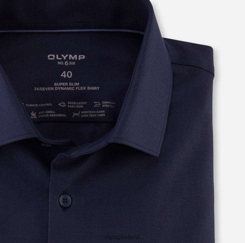 Clothing OLYMP No. Six 24/Seven Super Slim, Business Shirt, Modern Kent, Marine 24L84654
