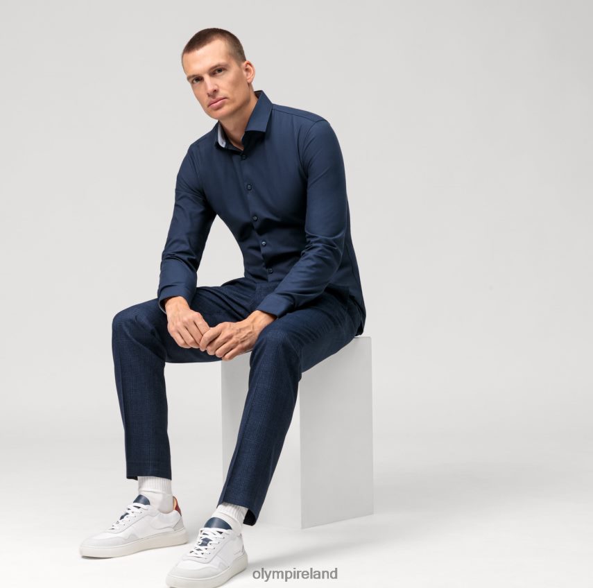 Clothing OLYMP No. Six 24/Seven Super Slim, Business Shirt, Modern Kent, Midnight Blue 24L84669