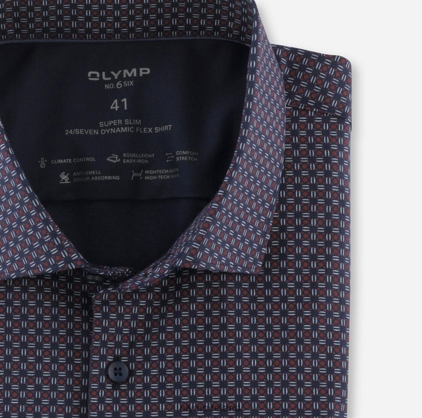 Clothing OLYMP No. Six 24/Seven Super Slim, Business Shirt, Modern Kent, Red 24L84674