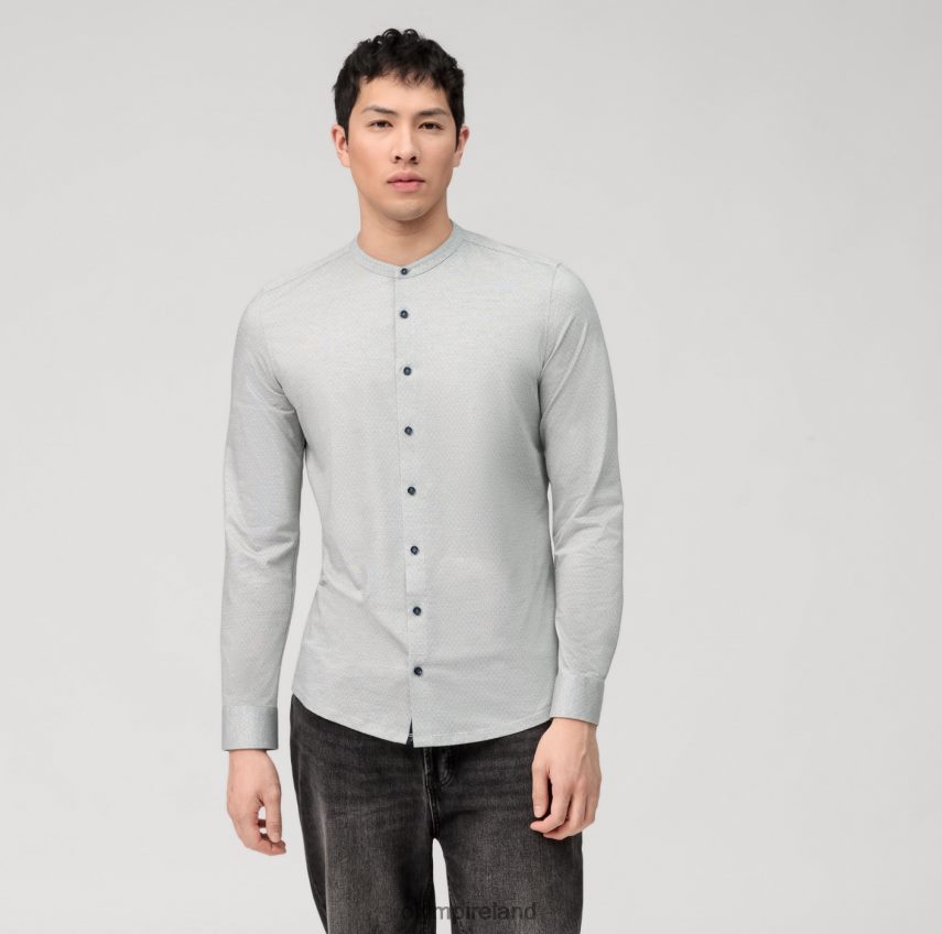 Clothing OLYMP No. Six 24/Seven Super Slim, Business Shirt, Stand-Up Collar, Olive 24L84658