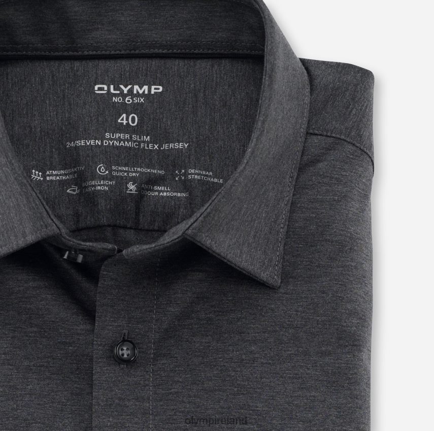 Clothing OLYMP No. Six 24/Seven Super Slim, Business Shirt, Urban Kent, Anthracite 24L84666