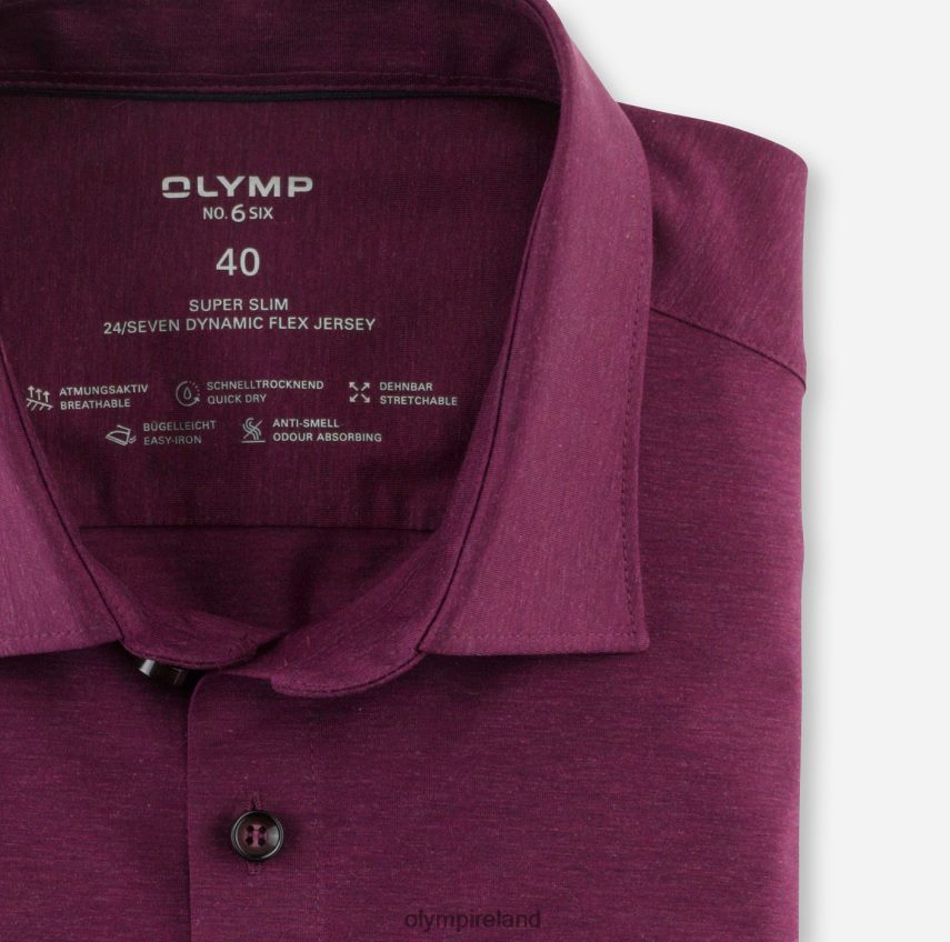 Clothing OLYMP No. Six 24/Seven Super Slim, Business Shirt, Urban Kent, Garnet 24L846249