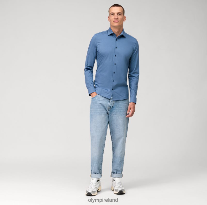 Clothing OLYMP No. Six 24/Seven Super Slim, Business Shirt, Urban Kent, Nuremberg Blue 24L84643