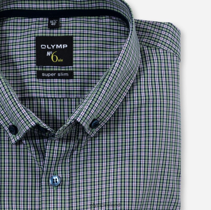 Clothing OLYMP No. Six Super Slim, Business Shirt, Long Sleeve Extra Long, Button-Down, Green 24L846332