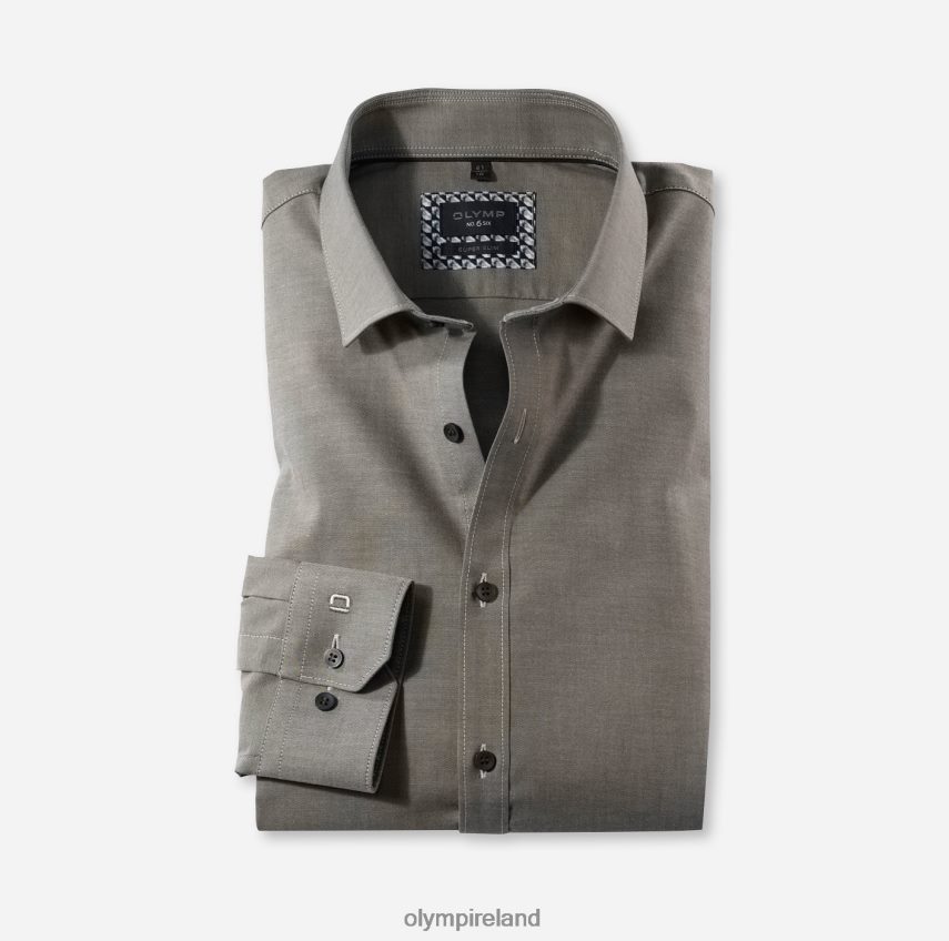 Clothing OLYMP No. Six Super Slim, Business Shirt, Long Sleeve Extra Long, Modern Kent, Brown 24L846326