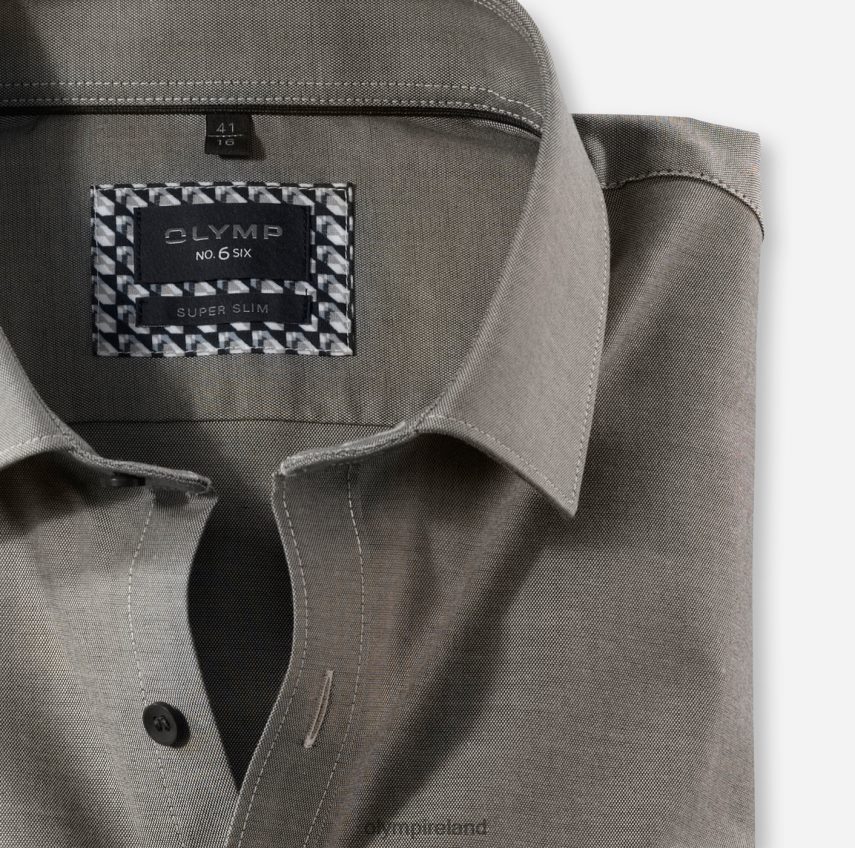 Clothing OLYMP No. Six Super Slim, Business Shirt, Long Sleeve Extra Long, Modern Kent, Brown 24L846326