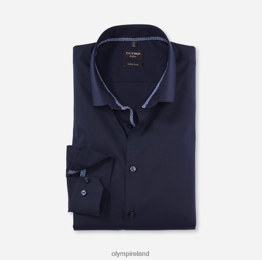 Clothing OLYMP No. Six Super Slim, Business Shirt, Long Sleeve Extra Long, Modern Kent, Cobalt 24L846301