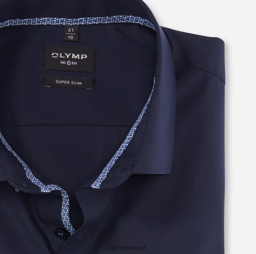Clothing OLYMP No. Six Super Slim, Business Shirt, Long Sleeve Extra Long, Modern Kent, Cobalt 24L846301