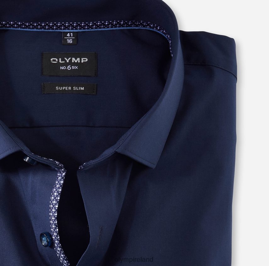 Clothing OLYMP No. Six Super Slim, Business Shirt, Long Sleeve Extra Long, Modern Kent, Cobalt 24L846316