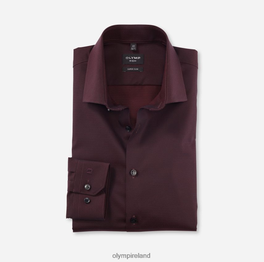 Clothing OLYMP No. Six Super Slim, Business Shirt, Long Sleeve Extra Long, Modern Kent, Dark Red 24L846307