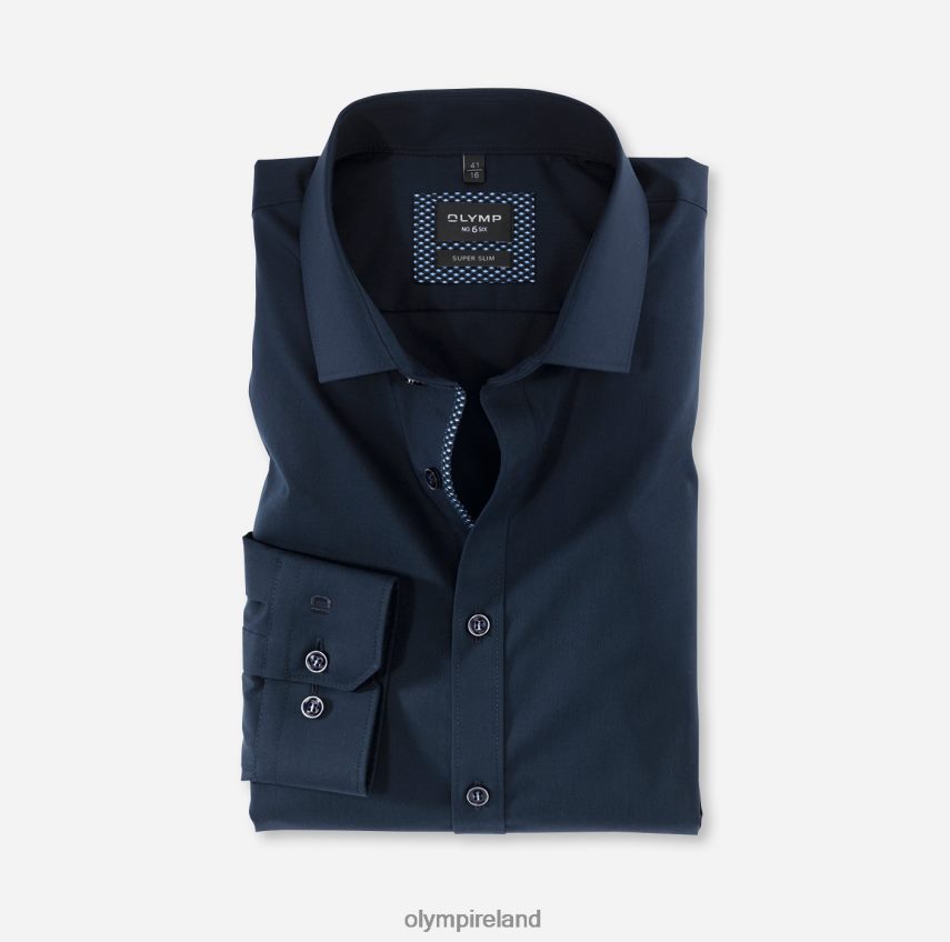 Clothing OLYMP No. Six Super Slim, Business Shirt, Long Sleeve Extra Long, Modern Kent, Marine 24L846325