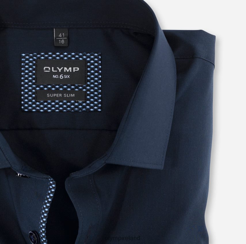Clothing OLYMP No. Six Super Slim, Business Shirt, Long Sleeve Extra Long, Modern Kent, Marine 24L846325