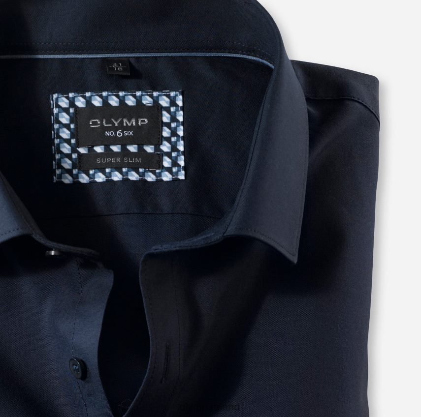 Clothing OLYMP No. Six Super Slim, Business Shirt, Long Sleeve Extra Long, Modern Kent, Midnight Blue 24L846314
