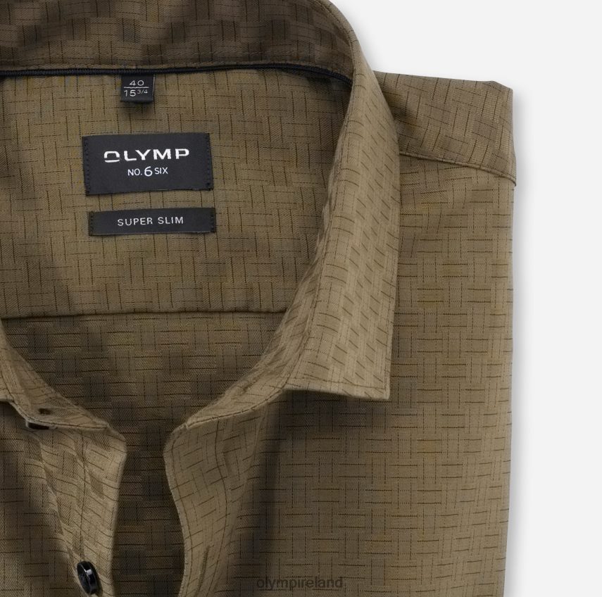 Clothing OLYMP No. Six Super Slim, Business Shirt, Long Sleeve Extra Long, Modern Kent, Olive 24L846310