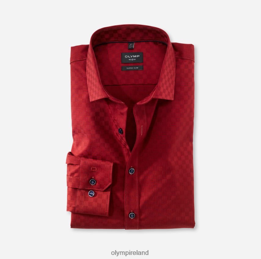 Clothing OLYMP No. Six Super Slim, Business Shirt, Long Sleeve Extra Long, Modern Kent, Red 24L846329