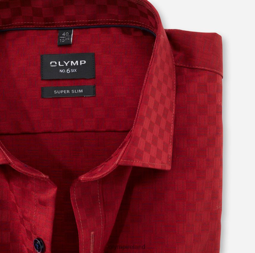 Clothing OLYMP No. Six Super Slim, Business Shirt, Long Sleeve Extra Long, Modern Kent, Red 24L846329