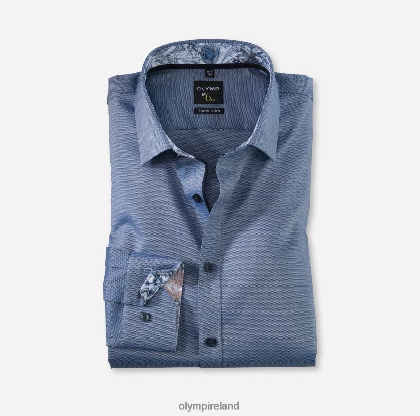 Clothing OLYMP No. Six Super Slim, Business Shirt, Long Sleeve Extra Long, Urban Kent, Marine 24L846341