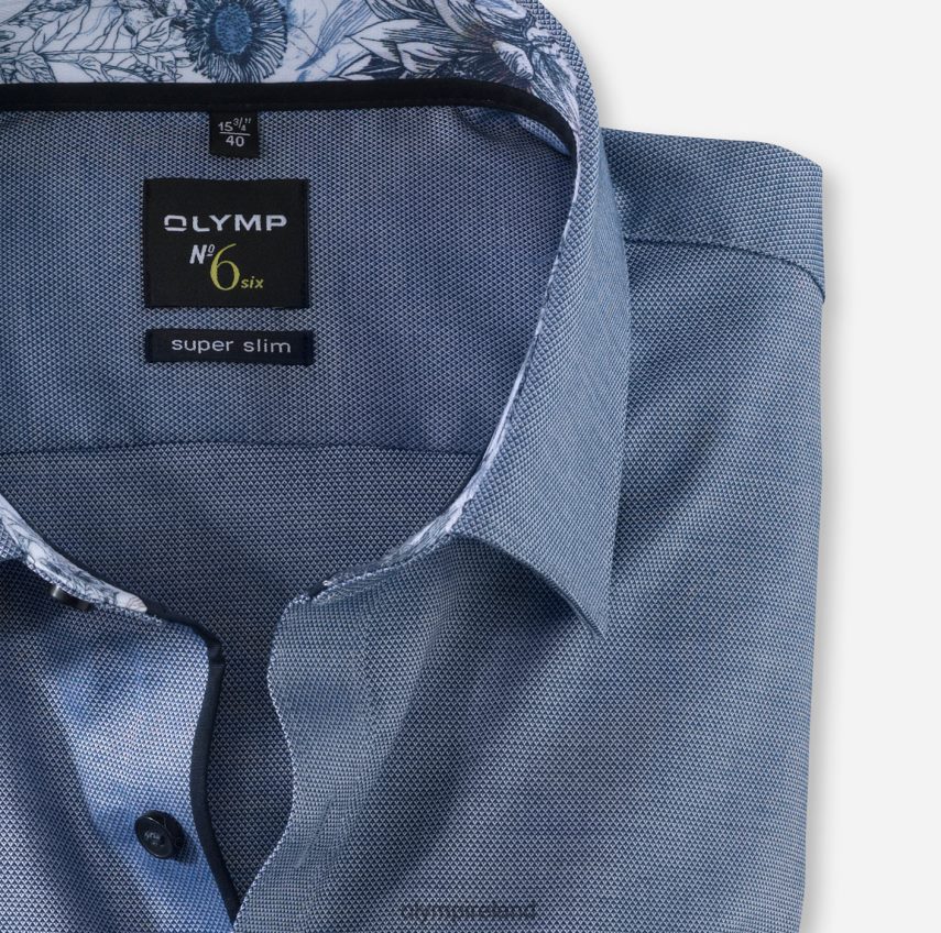 Clothing OLYMP No. Six Super Slim, Business Shirt, Long Sleeve Extra Long, Urban Kent, Marine 24L846341