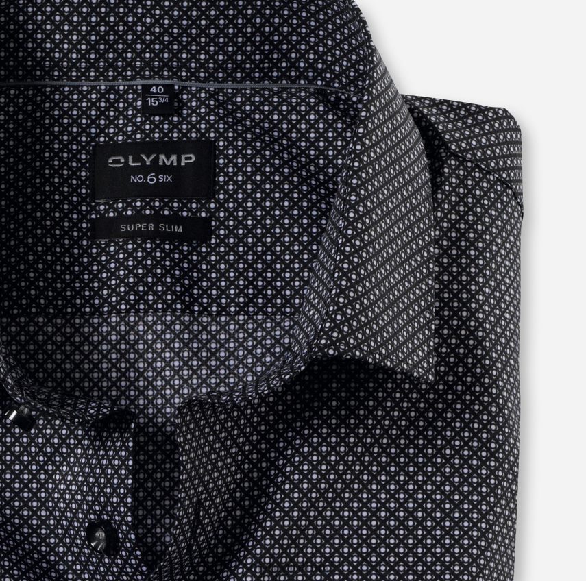 Clothing OLYMP No. Six Super Slim, Business Shirt, Modern Kent, Black 24L846187