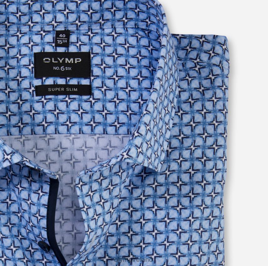 Clothing OLYMP No. Six Super Slim, Business Shirt, Modern Kent, Bleu 24L84615