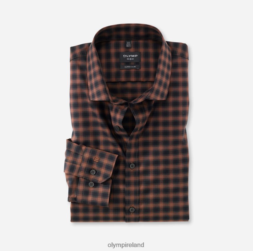 Clothing OLYMP No. Six Super Slim, Business Shirt, Modern Kent, Brown 24L846245