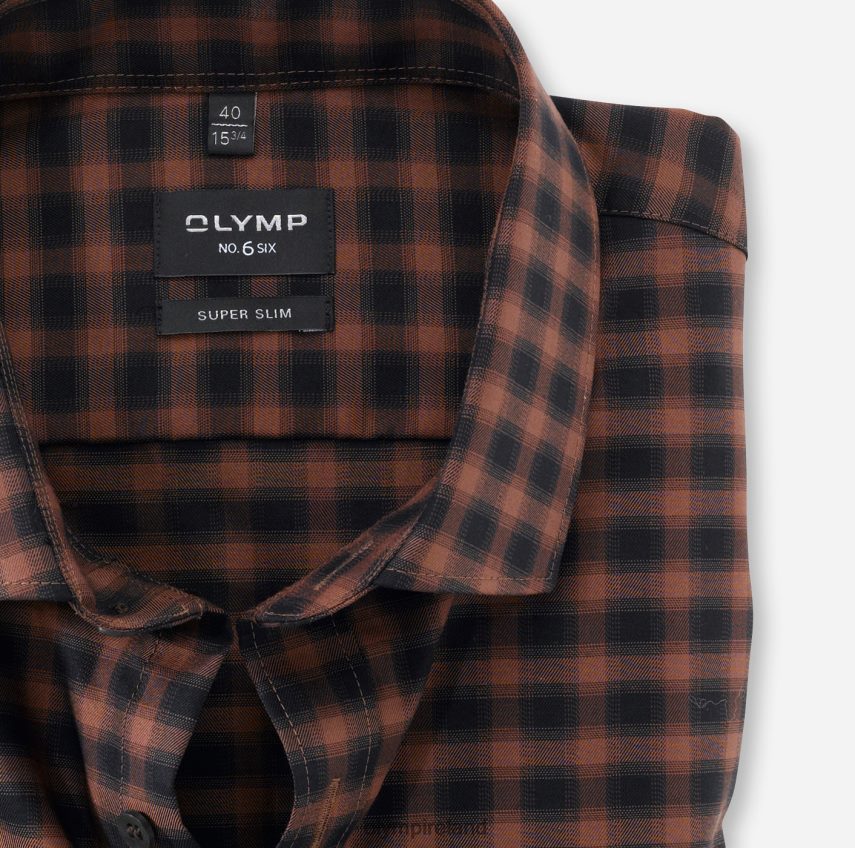 Clothing OLYMP No. Six Super Slim, Business Shirt, Modern Kent, Brown 24L846245