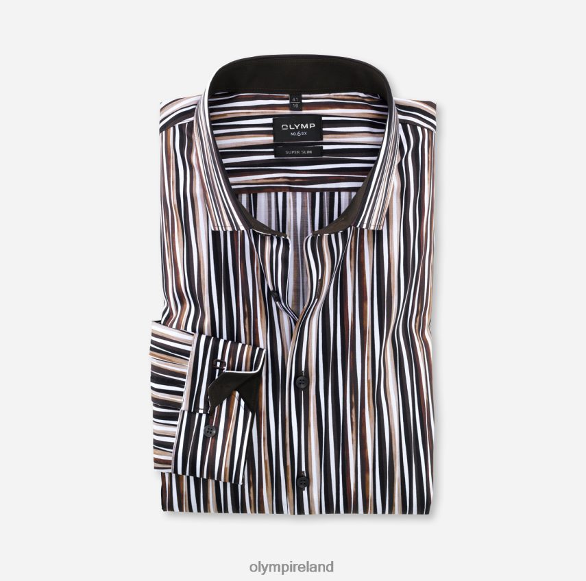 Clothing OLYMP No. Six Super Slim, Business Shirt, Modern Kent, Brown 24L846252